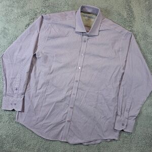 Twillory Dress Shirt Mens 17.5 34-35 Purple Micro Check Performance Stretch Fit